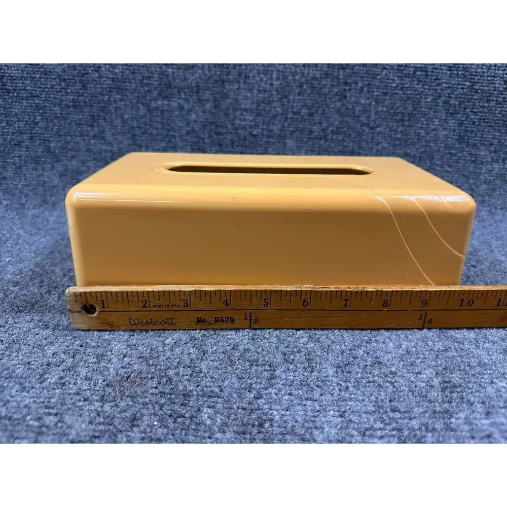 Plastic Tissue Box Cover Beige Rectangular Used Cleaning Required
